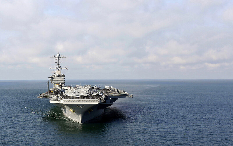 Aircraft Carrier at Sea — Blue, Serene, Afternoon, Photograph