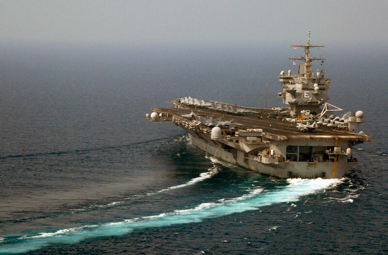Aircraft Carrier at Sea — Gray, Calm, Photograph, Ocean