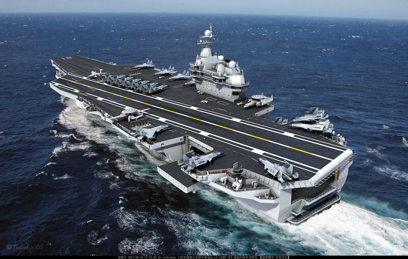 Aircraft Carrier at Sea — Gray, Dramatic, Afternoon, 3d Render