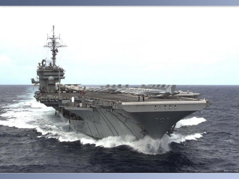 Aircraft Carrier at Sea — Gray, Dramatic, Afternoon, Photograph, Ocean
