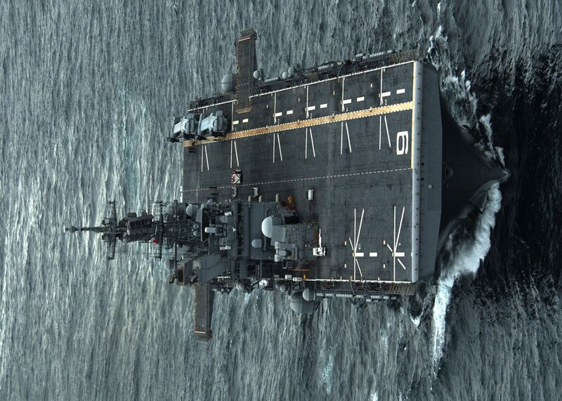 Aircraft Carrier at Sea — Gray, Dramatic, Photograph, Ocean