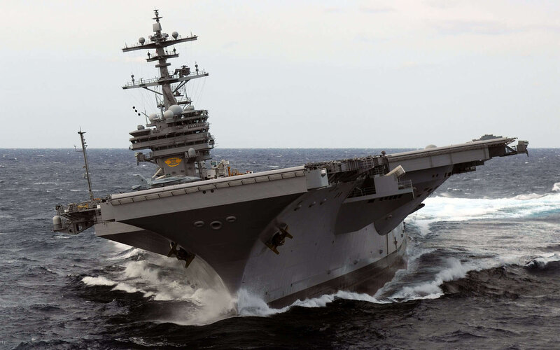 Aircraft Carrier at Sea — Gray, Dramatic