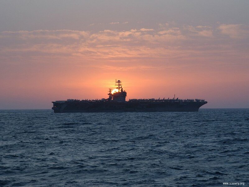 Aircraft Carrier at Sea — Orange