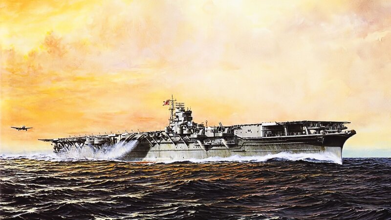 Aircraft Carrier at Sea — Yellow