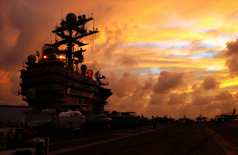 Aircraft Carrier at Sunset — Orange