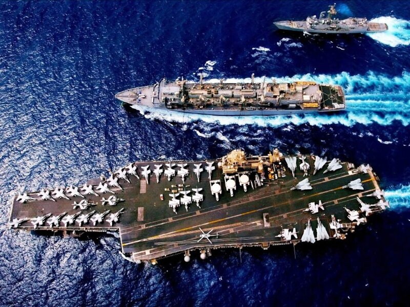 Aircraft carrier battle group at sea