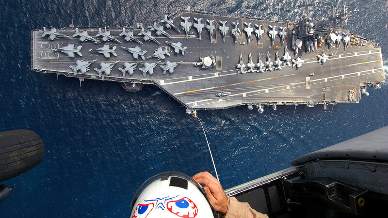 Aircraft Carrier Deck — Blue, Dramatic, Afternoon, Photograph, Fighter Jets