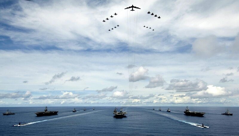 Aircraft Carrier Fleet — Blue, Dramatic, Afternoon, Photograph