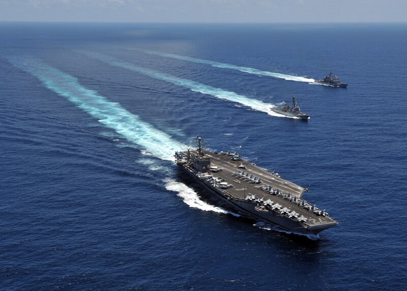 Aircraft Carrier Fleet — Blue, Dramatic, Afternoon, Photograph, Warships