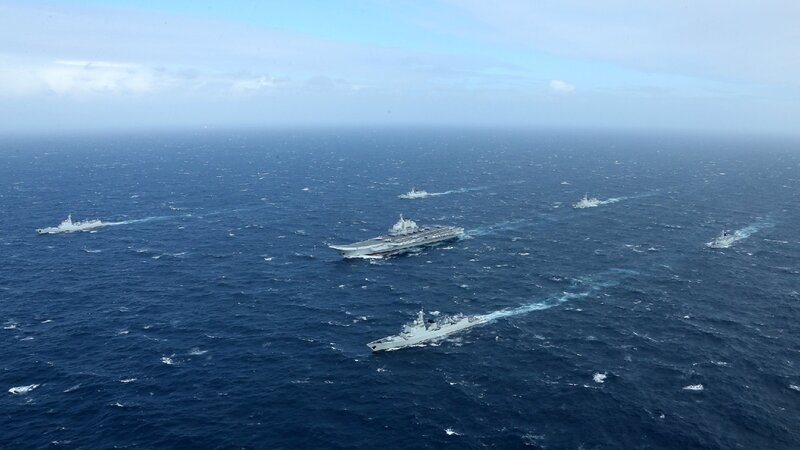 Aircraft Carrier Fleet — Blue, Serene, Afternoon, Photograph, Warships