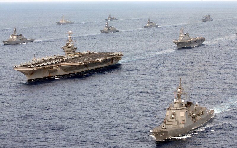 Aircraft Carrier Fleet — Gray, Calm, Afternoon