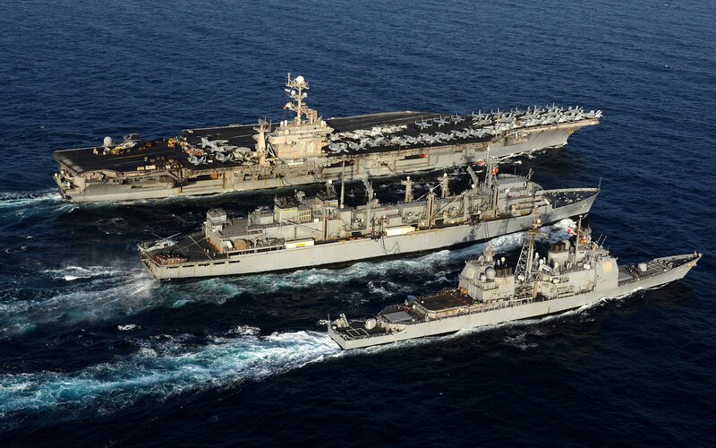 Aircraft Carrier Fleet — Gray, Dramatic, Afternoon, Photograph, Ships