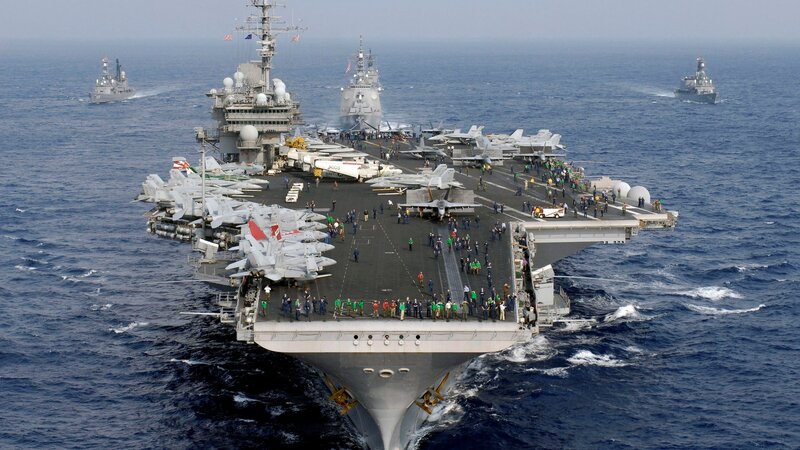 Aircraft Carrier Fleet — Gray, Dramatic, Afternoon, Photograph