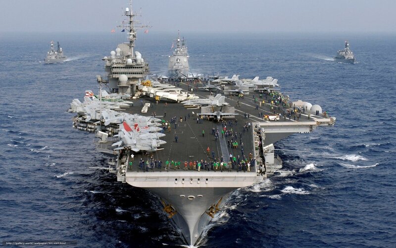 Aircraft Carrier Fleet — Gray, Dramatic, Afternoon, Photograph, Warships