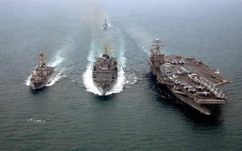 Aircraft Carrier Fleet — Gray, Dramatic, Photograph, Ships, Ocean