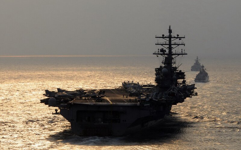 Aircraft Carrier Fleet — Gray, Dramatic, Sunset