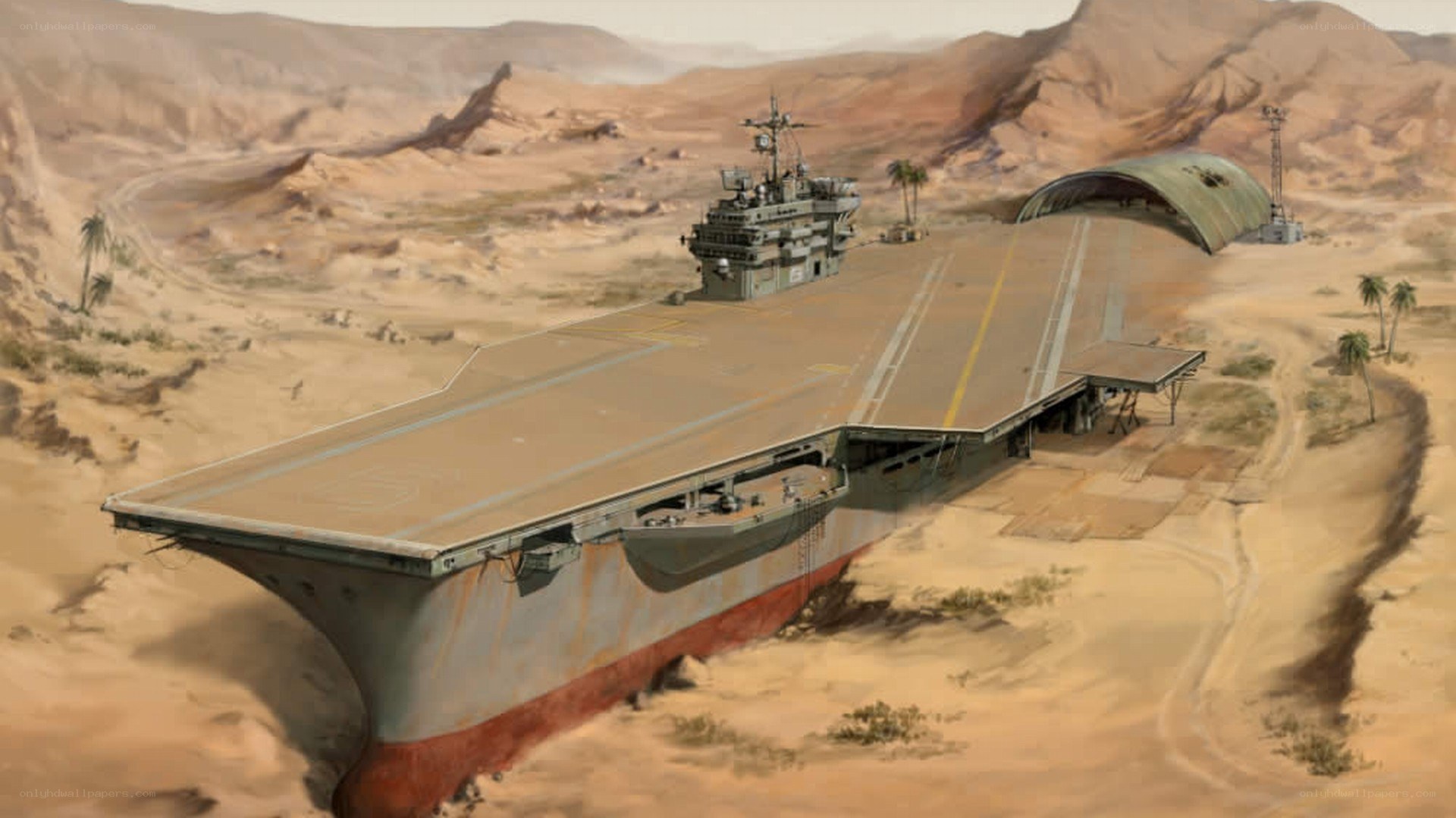 aircraft carrier in desert