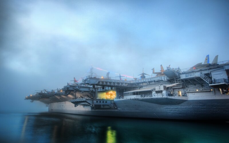 Aircraft Carrier in Fog