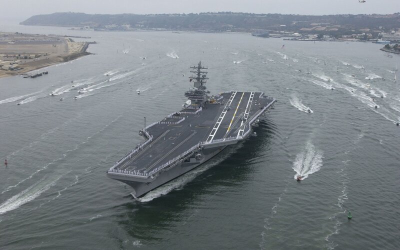 aircraft carrier in harbor