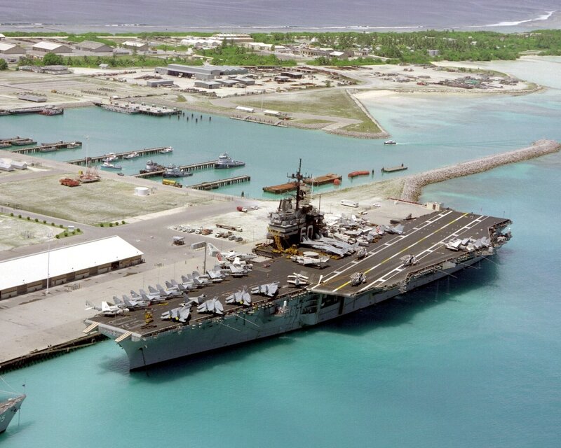 Aircraft Carrier in Port — Blue