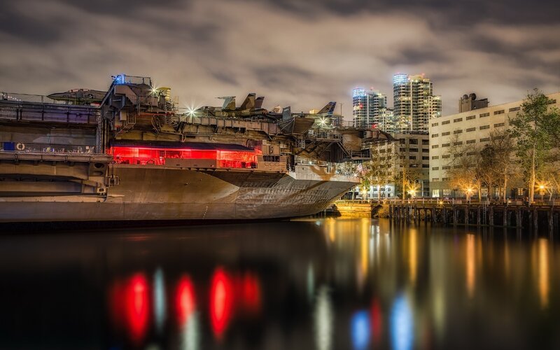 Aircraft Carrier Museum — Red, Dramatic