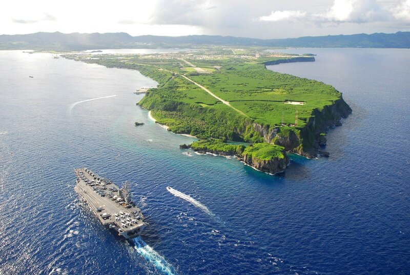 Aircraft Carrier Near Island