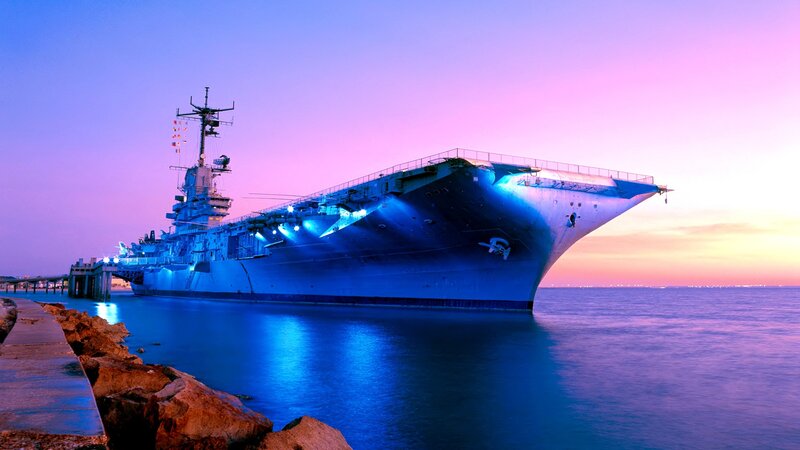 Aircraft Carrier Ship — Blue, Serene