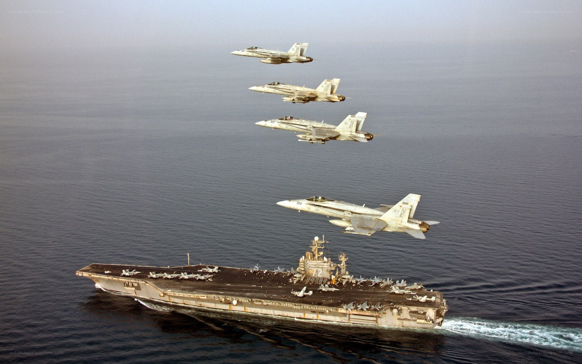 Aircraft carrier with fighter jets