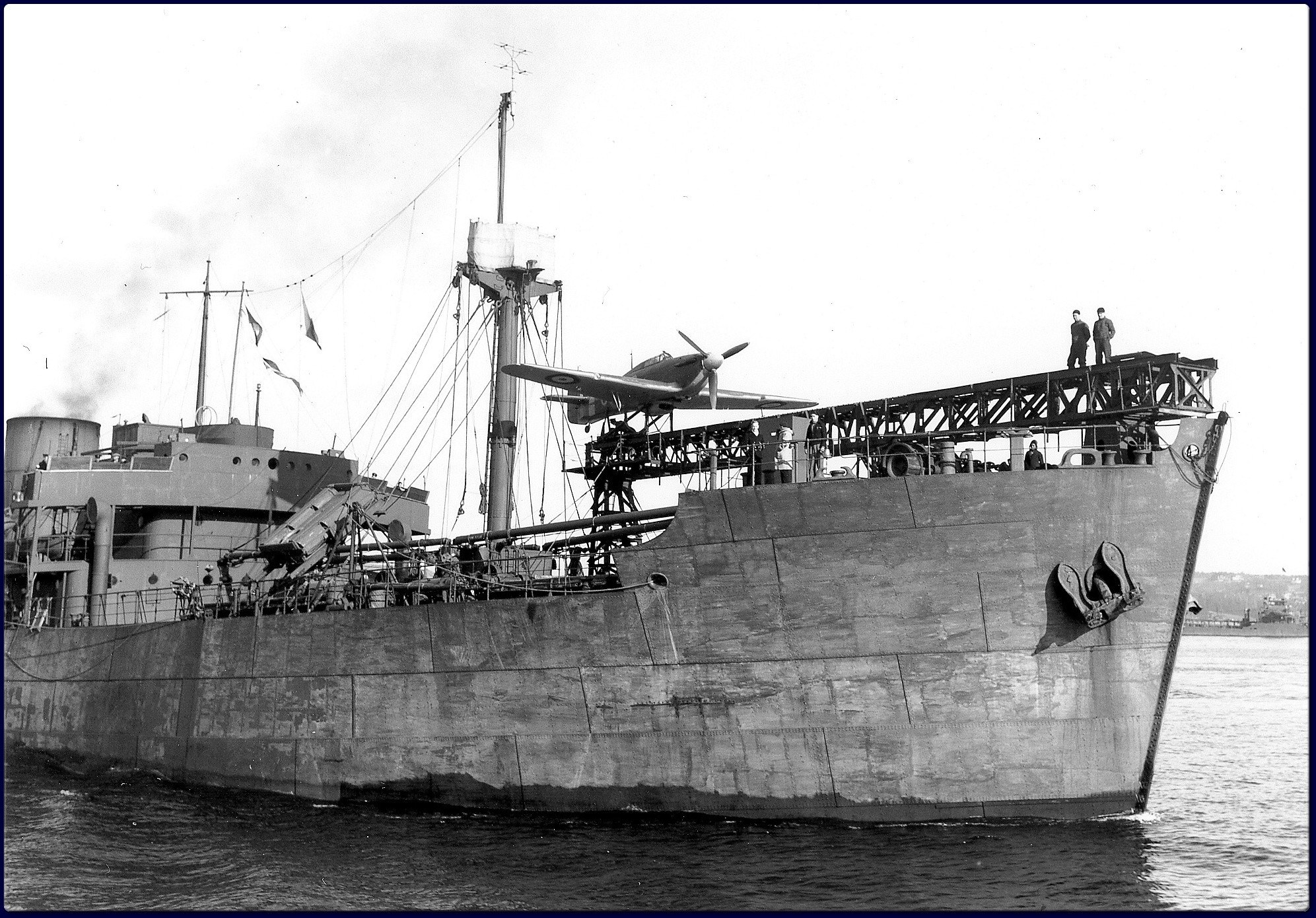 Aircraft carrier with plane on deck