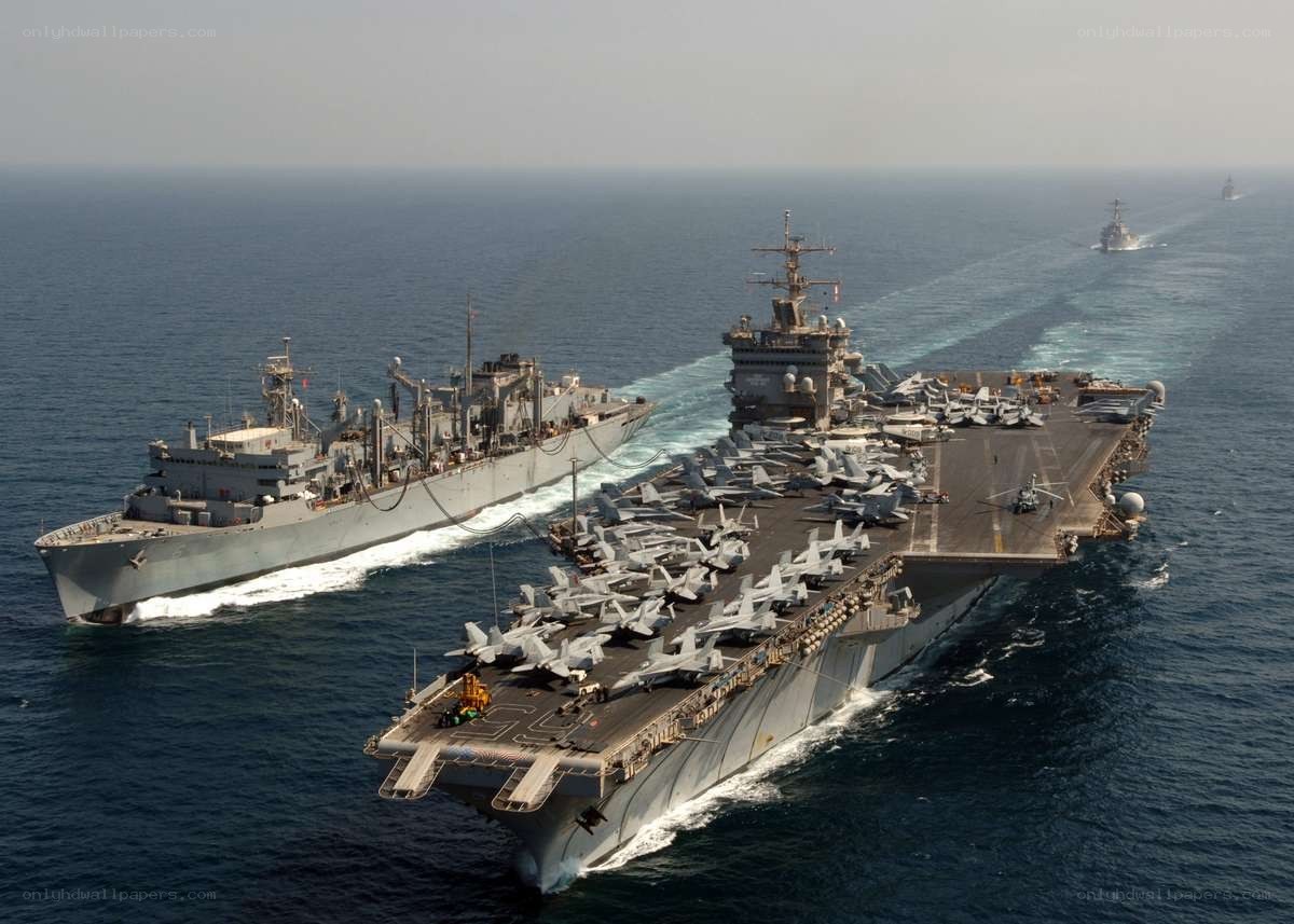 Aircraft carrier with support ships