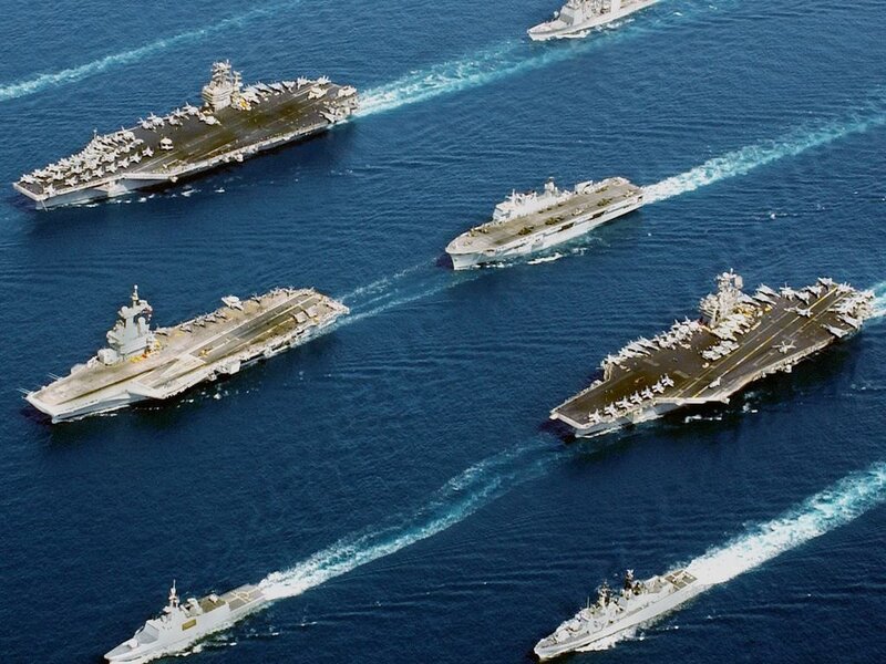 aircraft carriers at sea