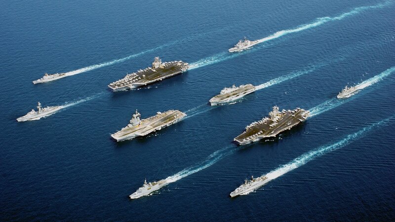 Aircraft Carriers at Sea — Blue, Dramatic