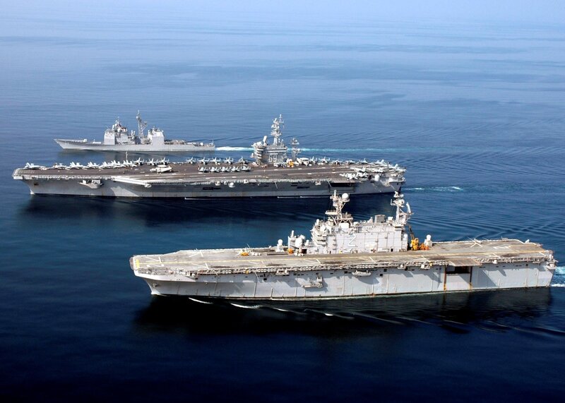 Aircraft Carriers at Sea — Blue