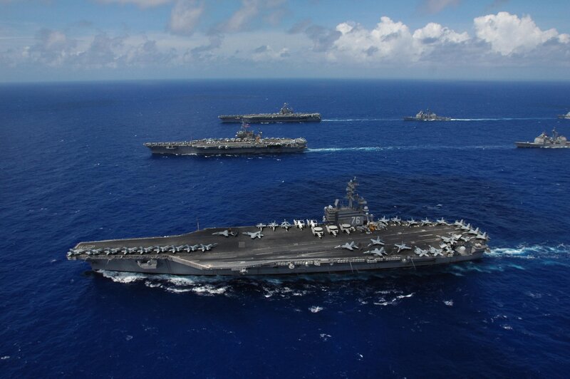 Aircraft carriers at sea