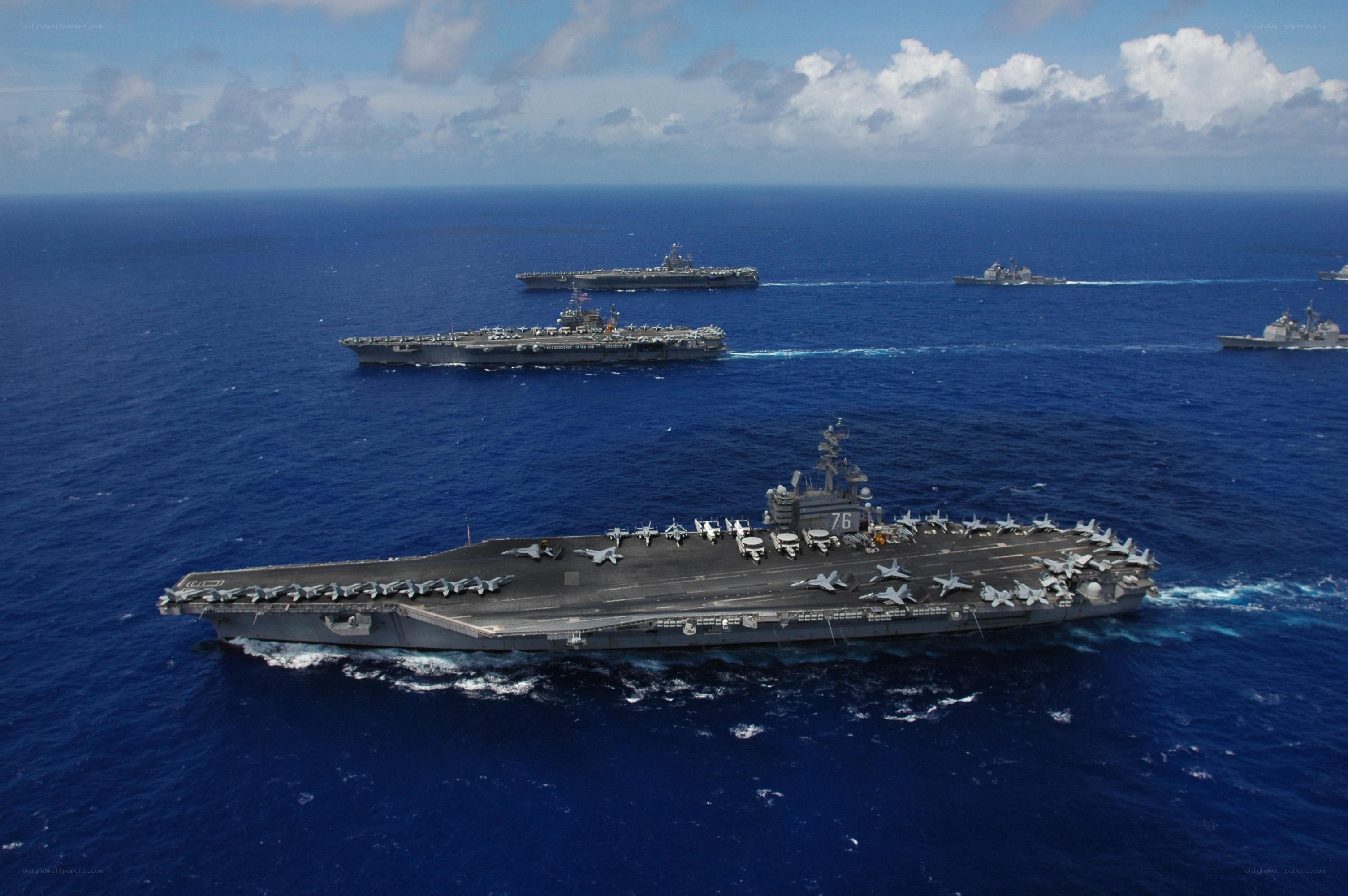 Aircraft carriers at sea