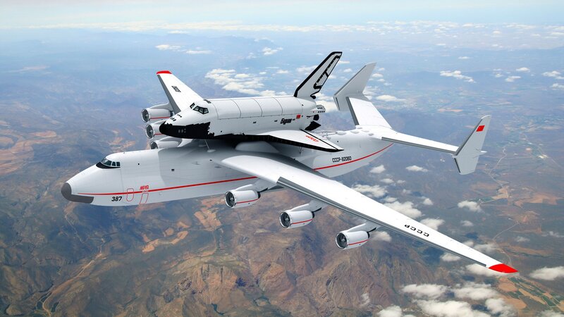 Aircraft Carrying Space Shuttle — White, Dramatic