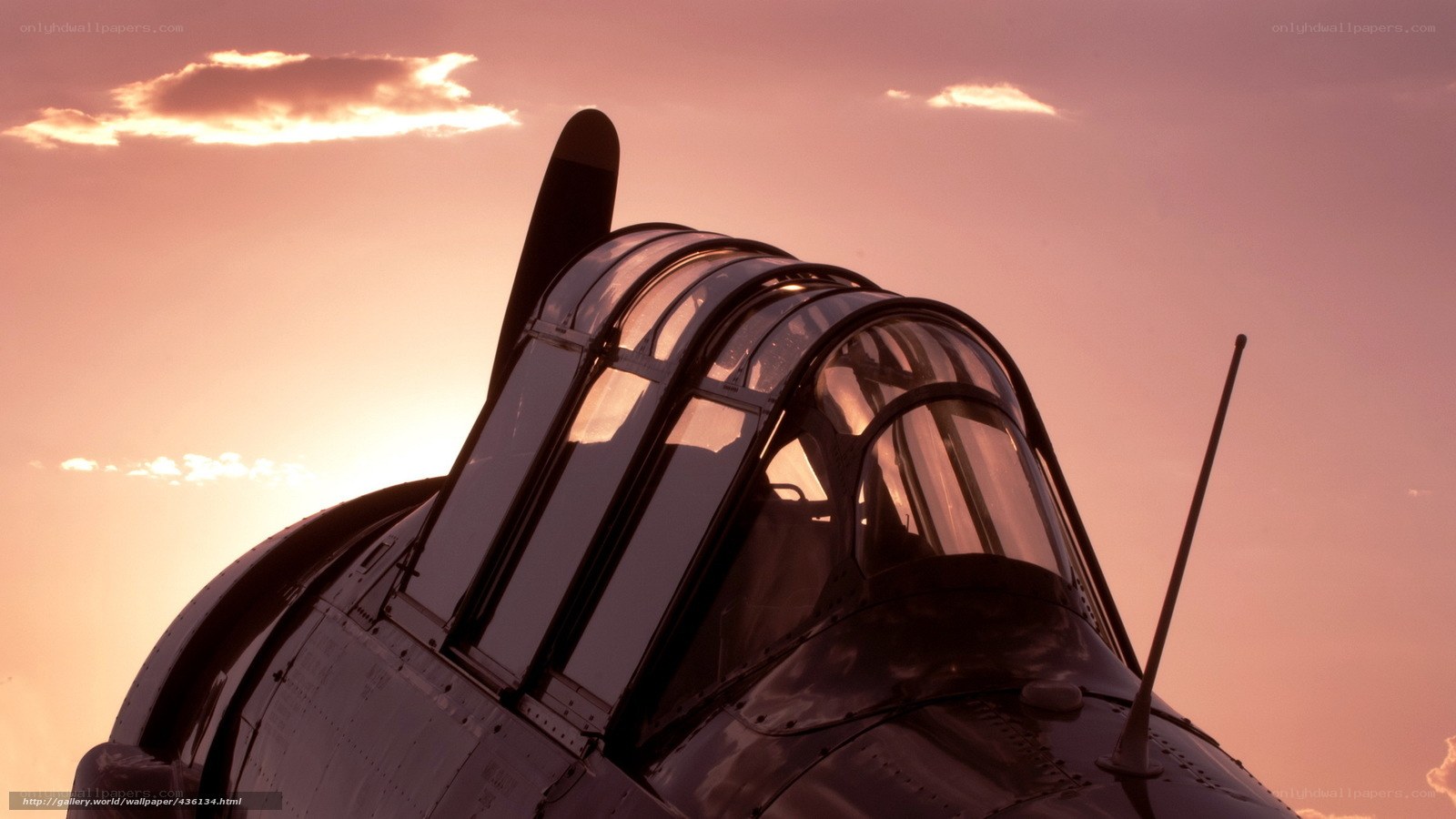 aircraft cockpit at sunset