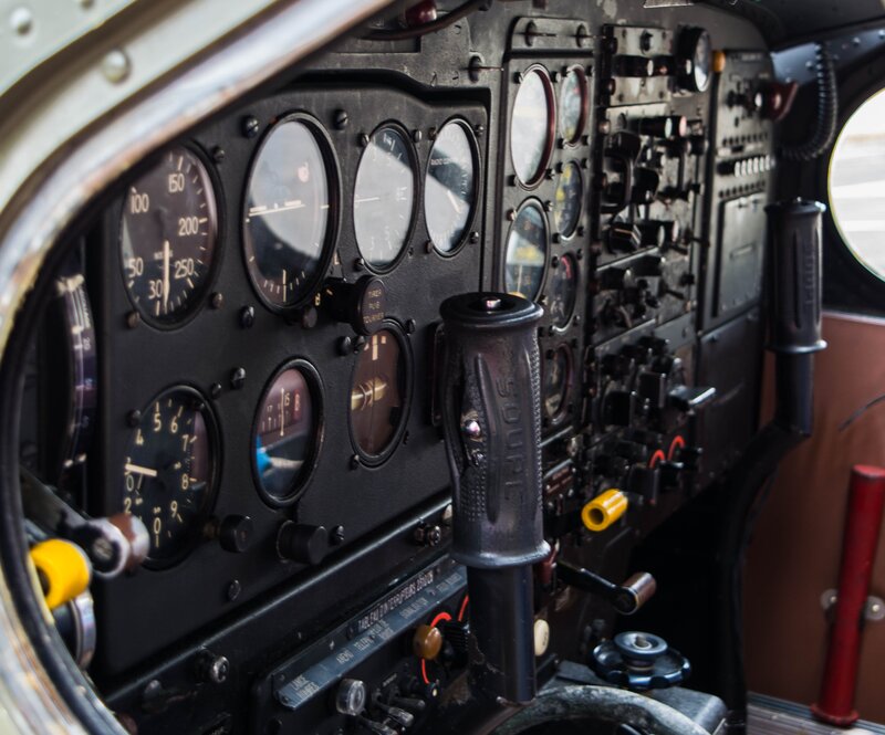 Aircraft Cockpit Interior — Black, Functional