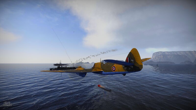 Aircraft Dropping Bomb — Blue