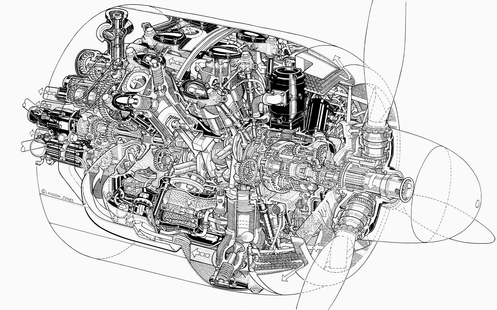 aircraft engine cutaway diagram