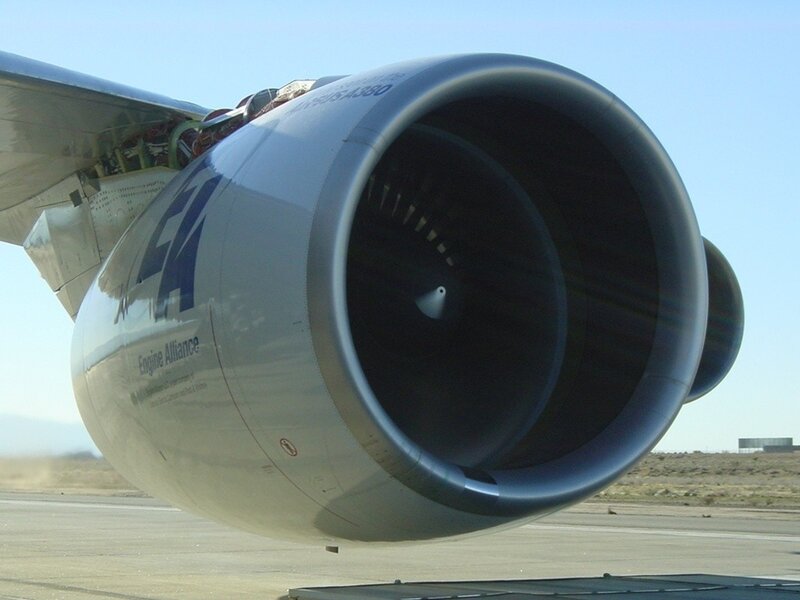 Aircraft engine on tarmac