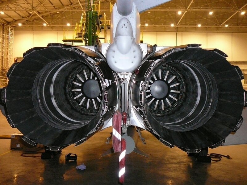 aircraft engines in hangar