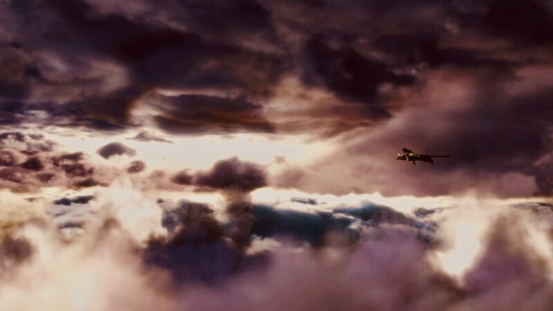 Aircraft Flying Above Clouds — Purple