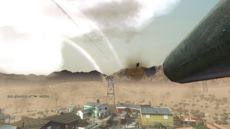 Aircraft Flying over Desert Town