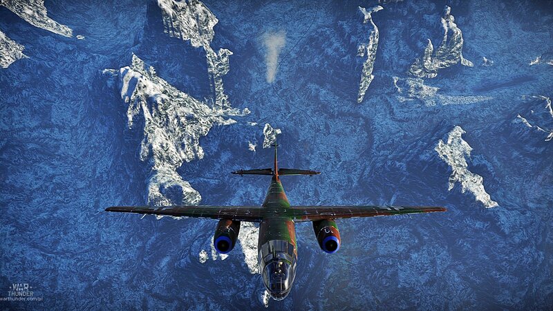 Aircraft Flying over Mountains — Blue