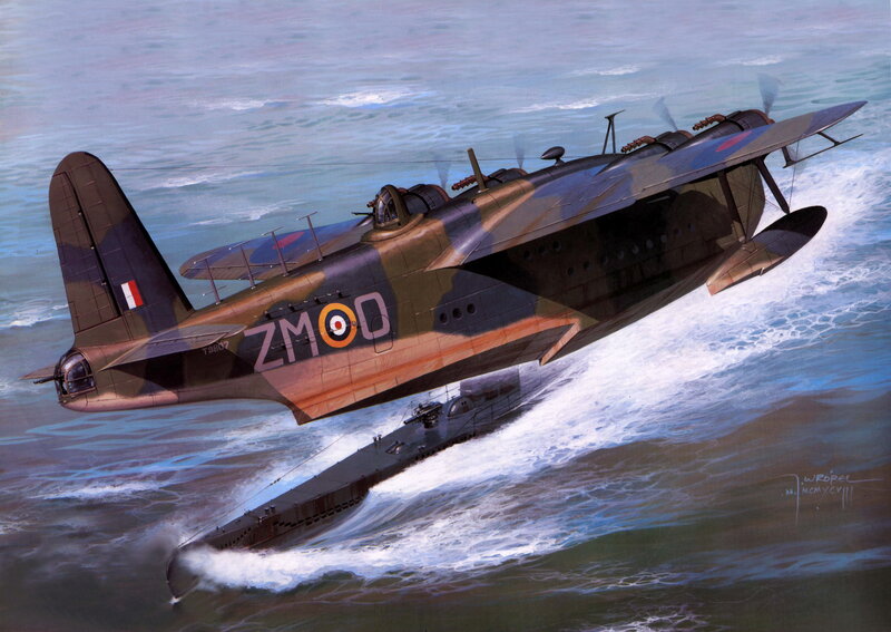 Aircraft Flying over Submarine