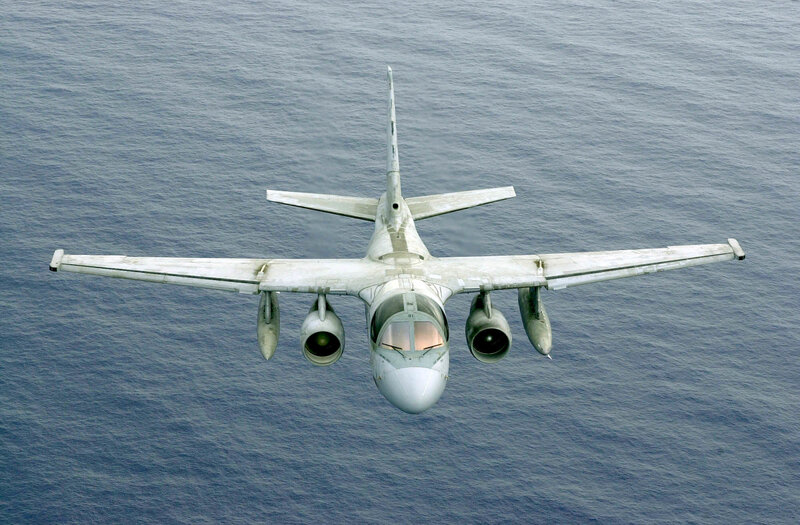 Aircraft flying over the ocean