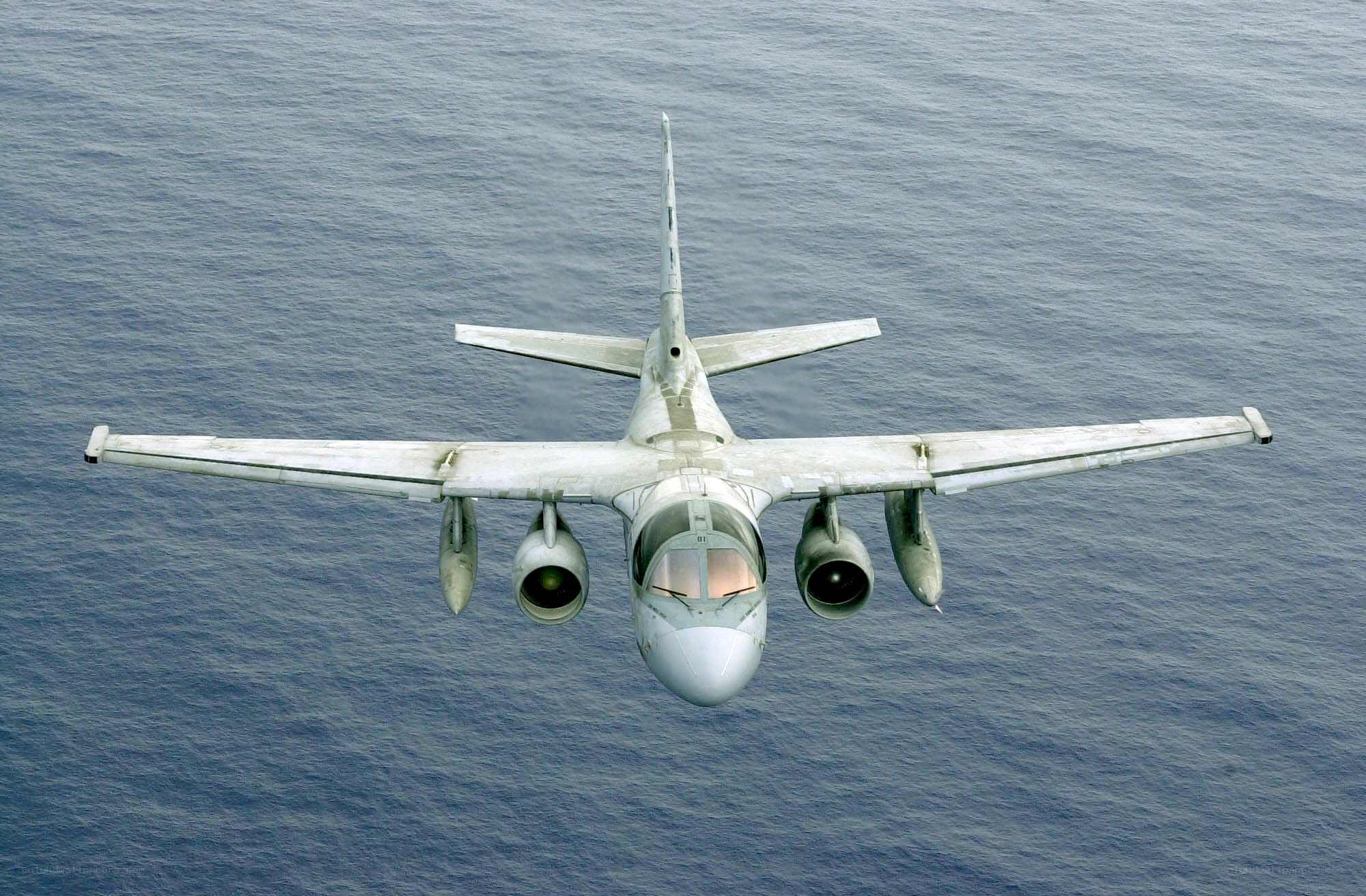 Aircraft flying over the ocean