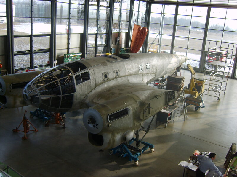 aircraft fuselage in hangar