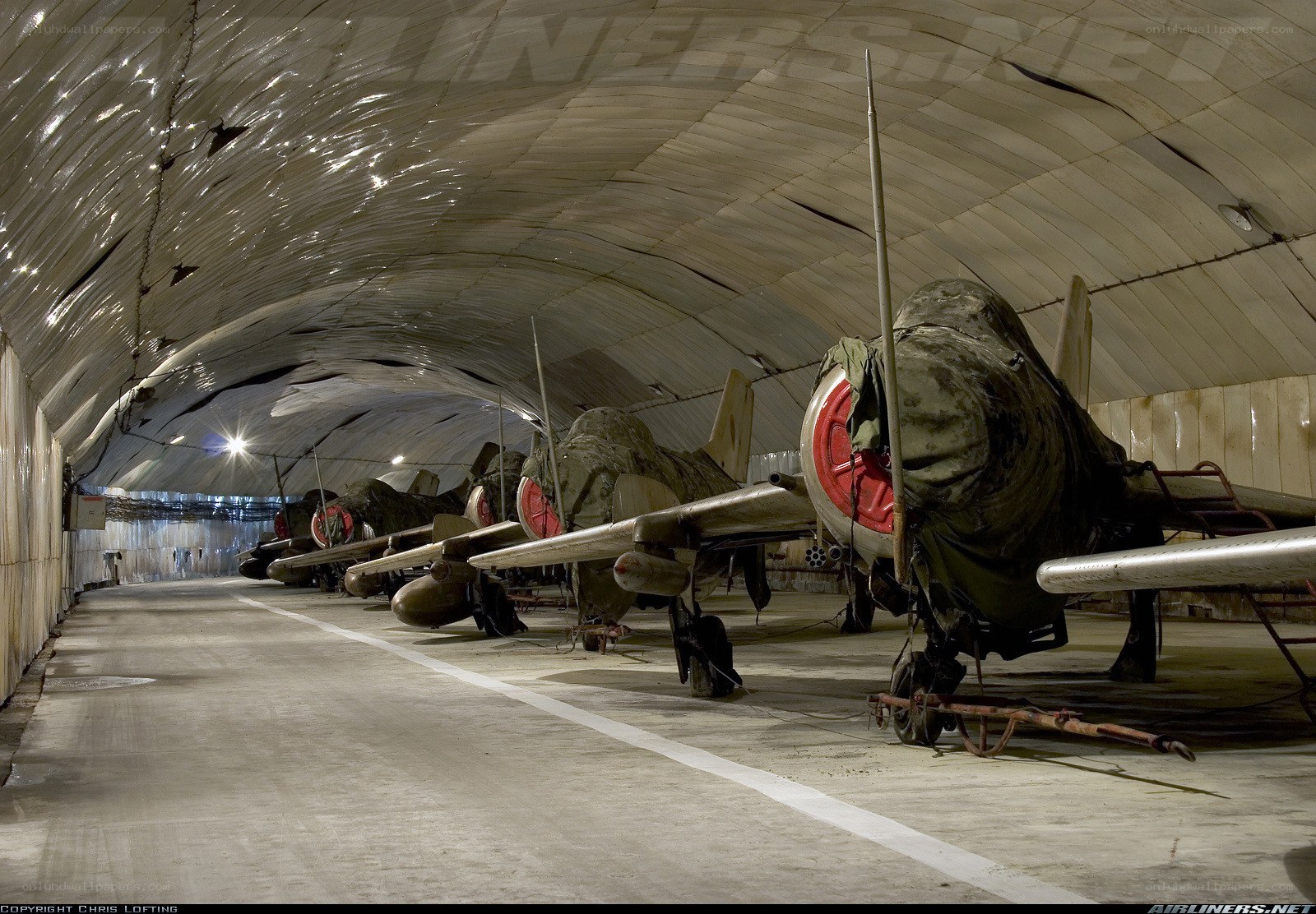 Aircraft in a hangar